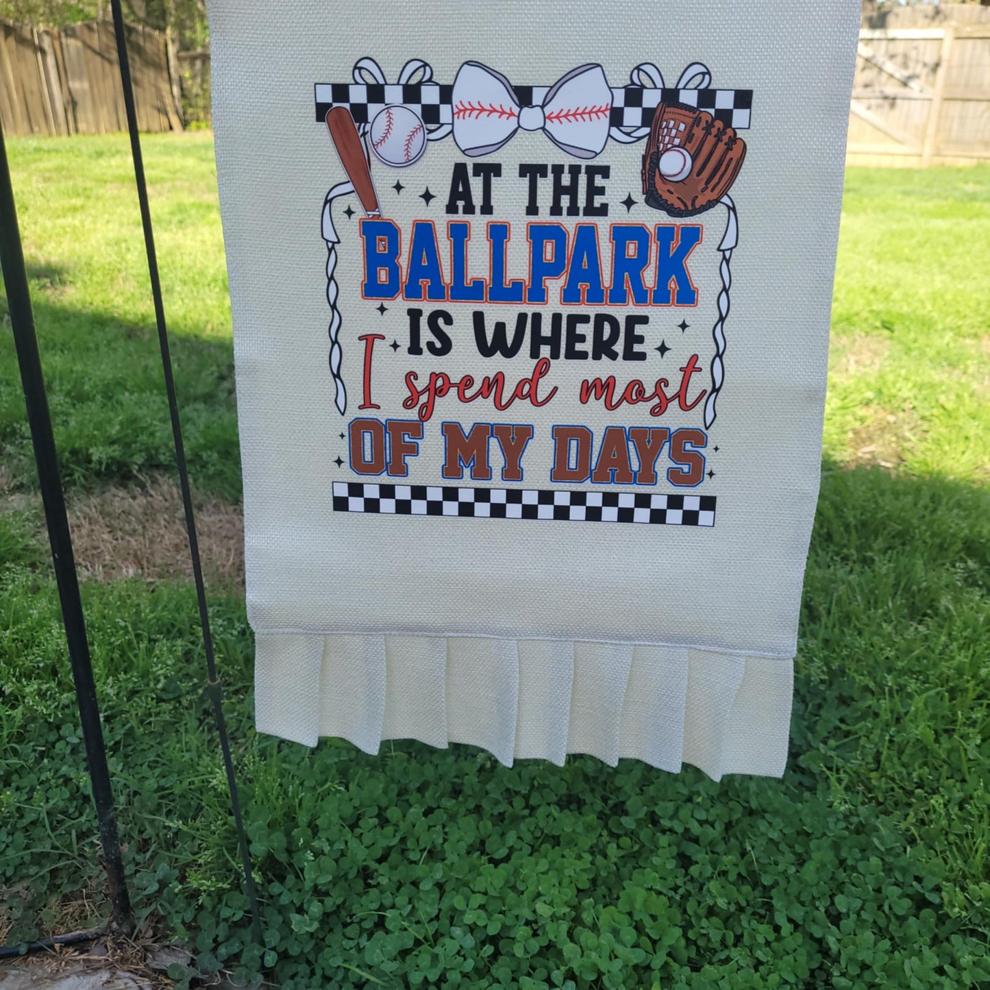 At The Ball Park Garden Flag
