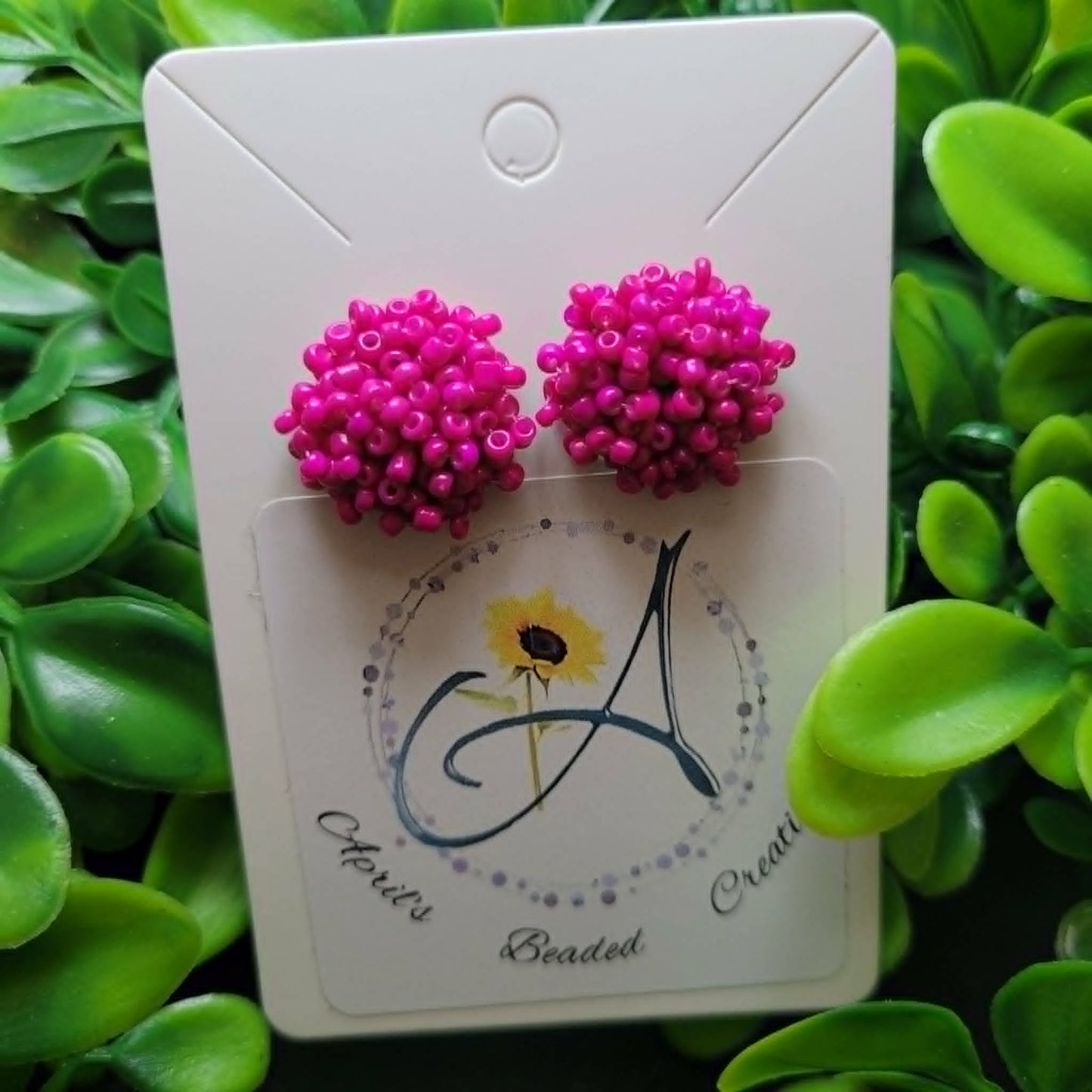 Seed Bead Dragonfruit 15mm Earrings