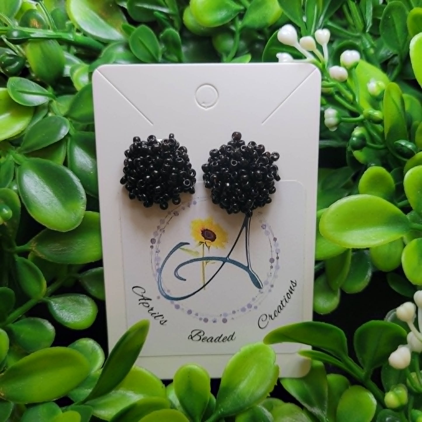 Seed Bead Black 15mm Earrings