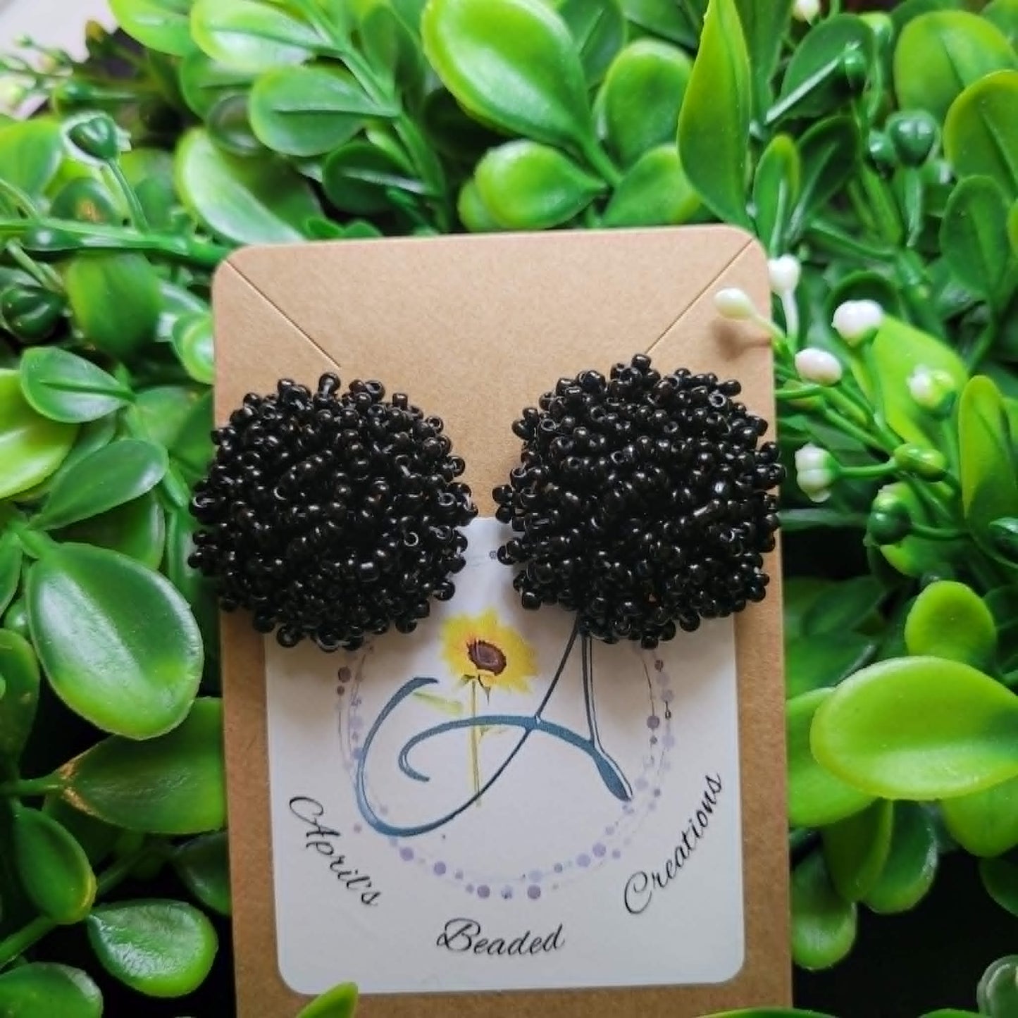 Seed Bead Black 25mm Earrings