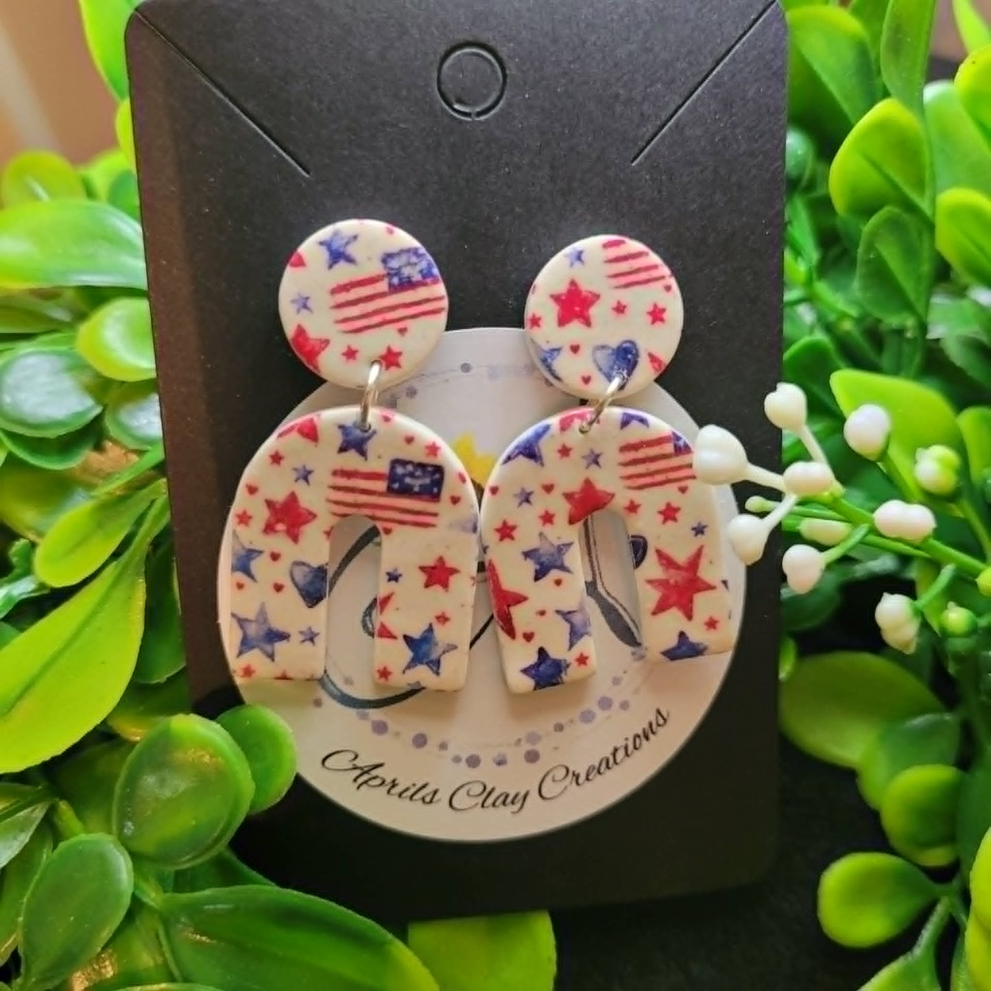 4th of July Polymer Clay Earrings #1