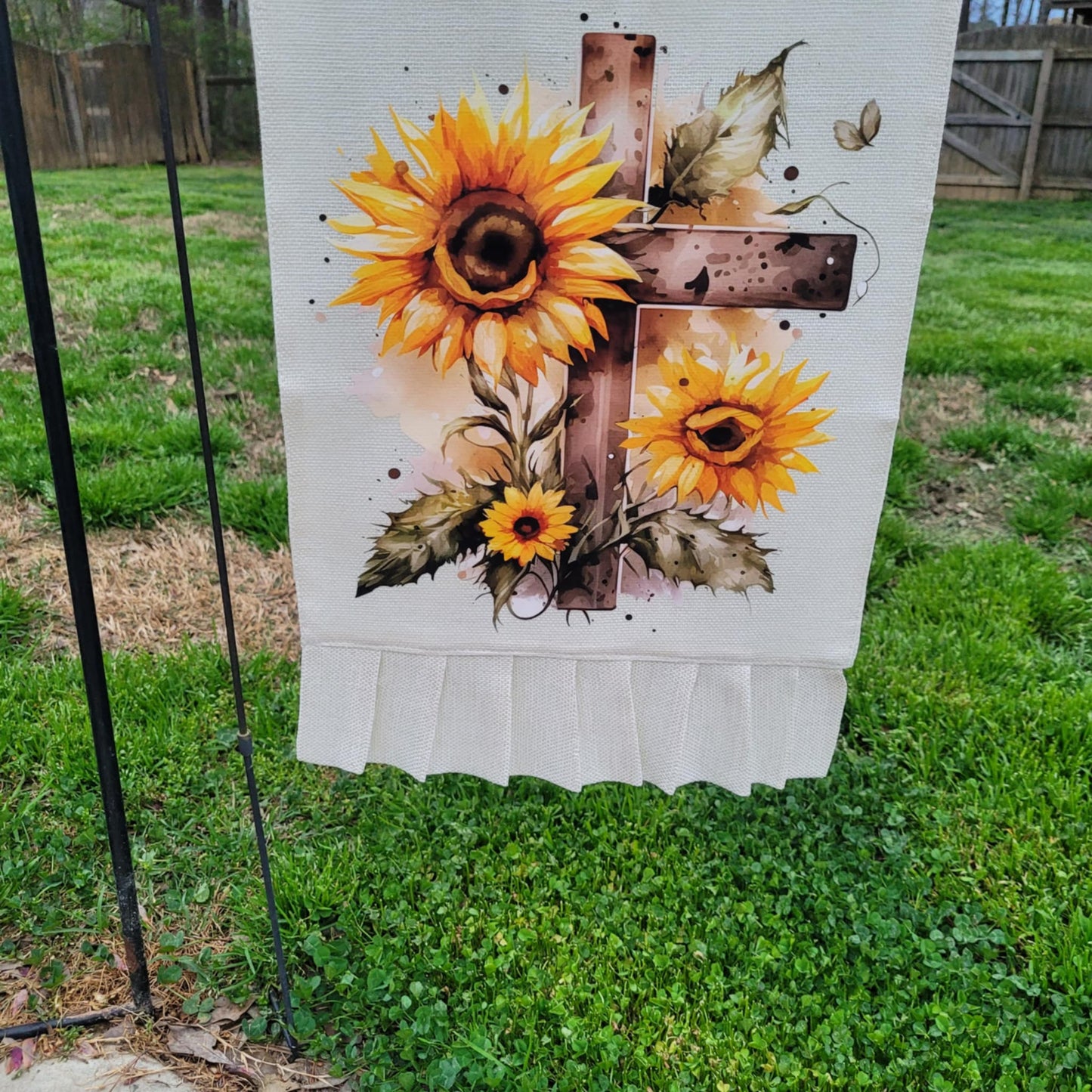 Sunflower Cross Garden Flag