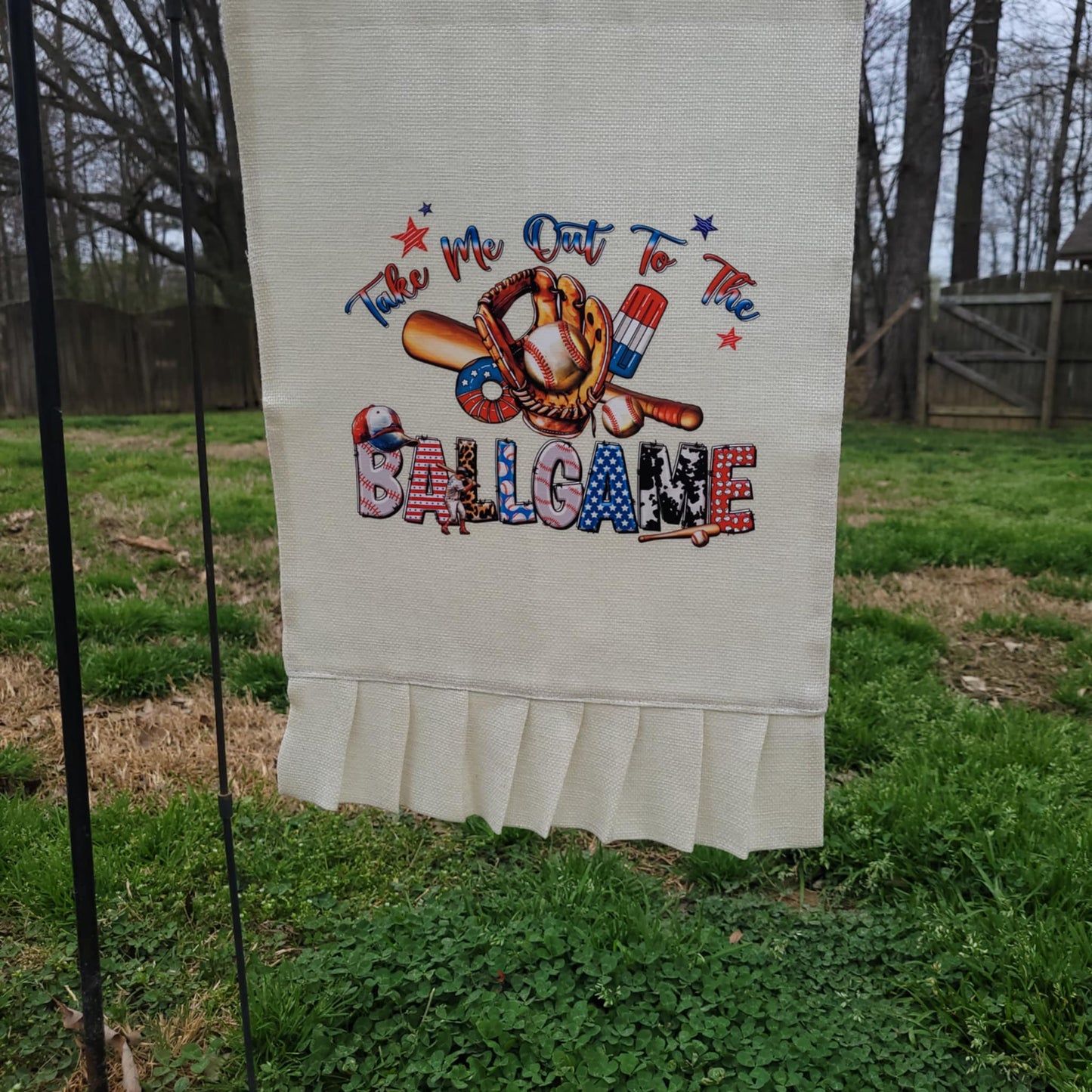 Take Me Out To The Ballgame Garden Flag