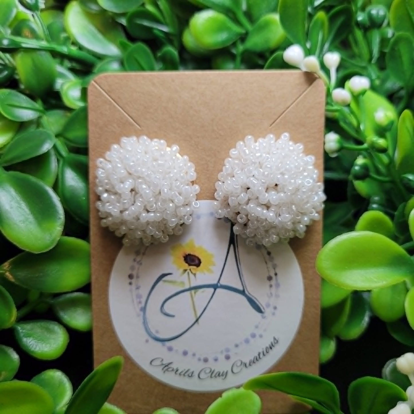 Seed Bead White 25mm Earrings