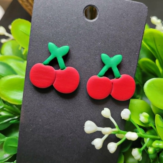 Cherry Polymer Clay Studs