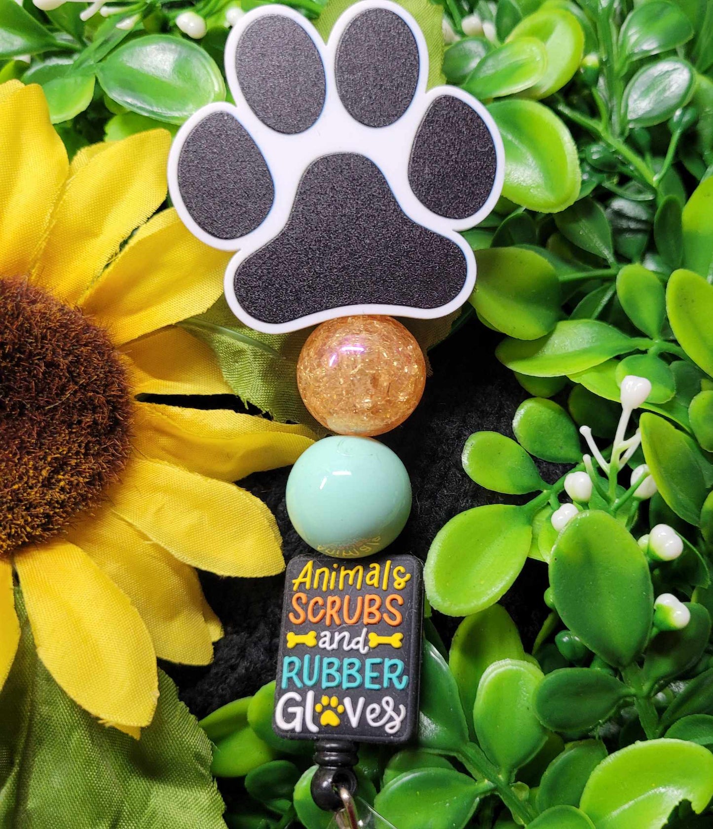 Animal Scrubs and Rubber Gloves Badge Reel