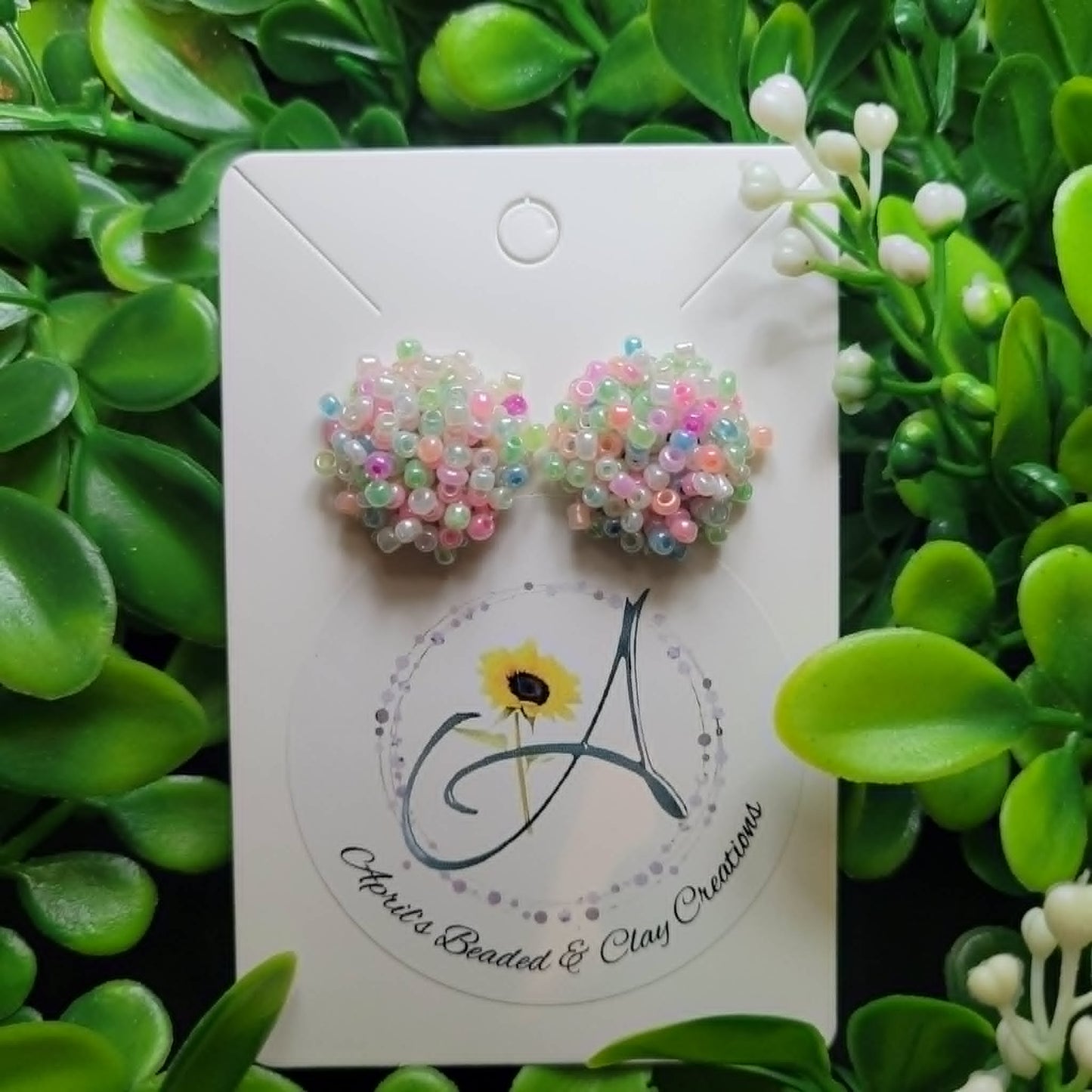 Seed Bead Pastel Rainbow 15mm Earrings