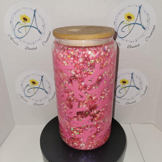 Breast Cancer Awareness Snowglobe Tumbler