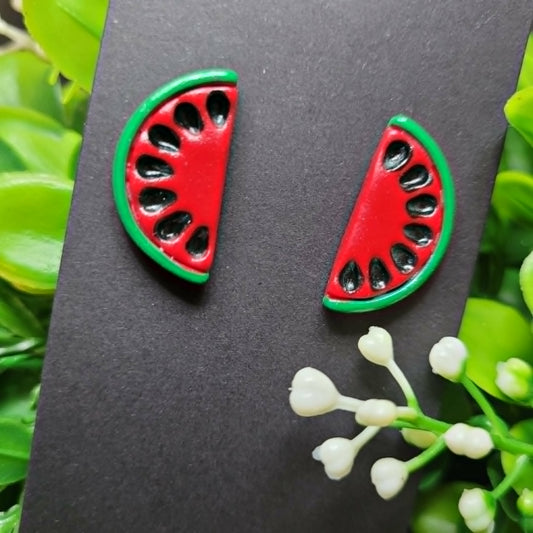 Watermelon Polymer Clay Studs