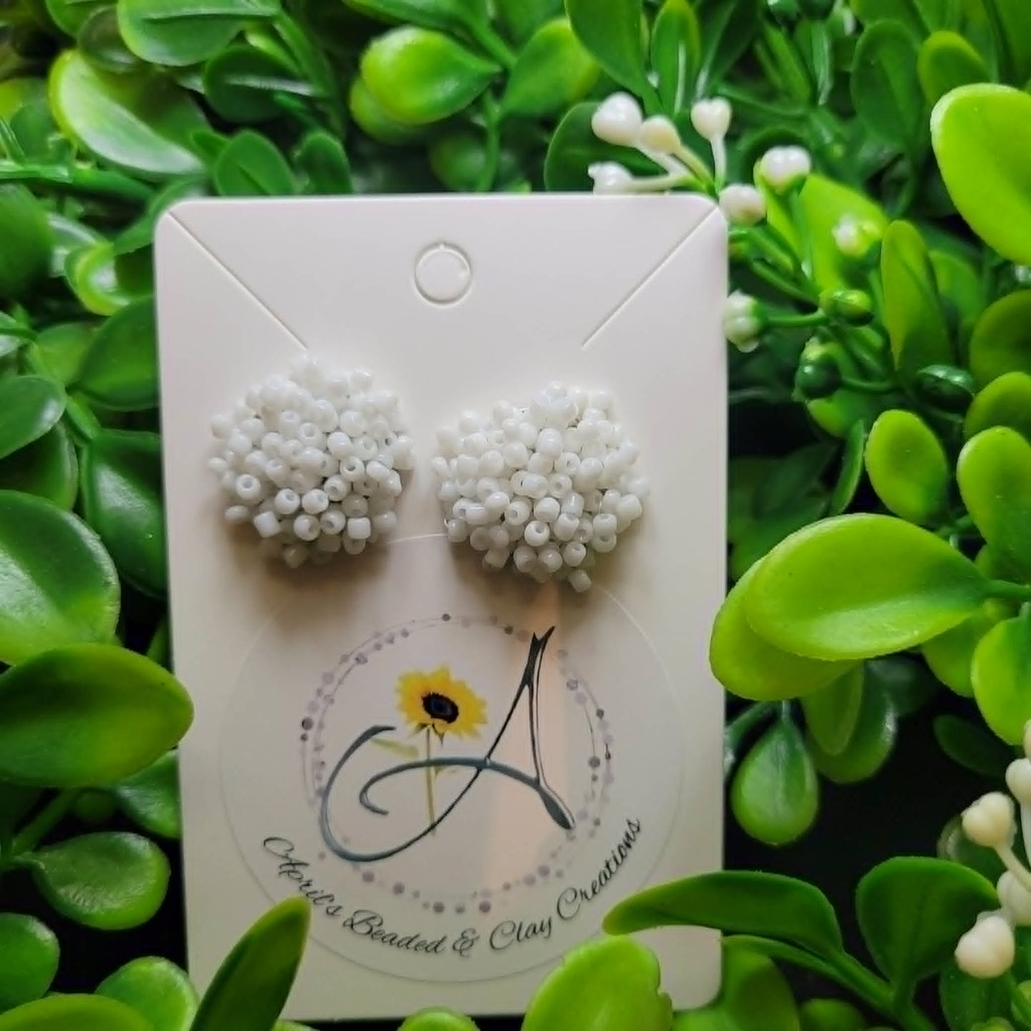 Seed Bead White 15mm Earrings