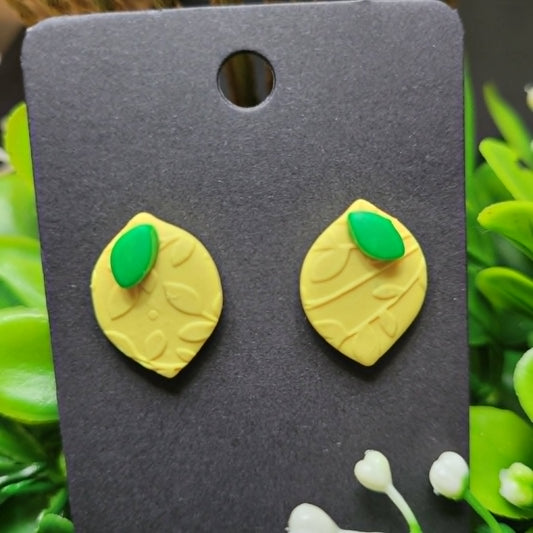 Lemon Polymer Clay Studs