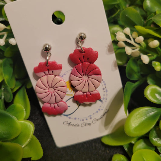 Christmas Candy Polymer Clay Earrings w/ silver ball stud
