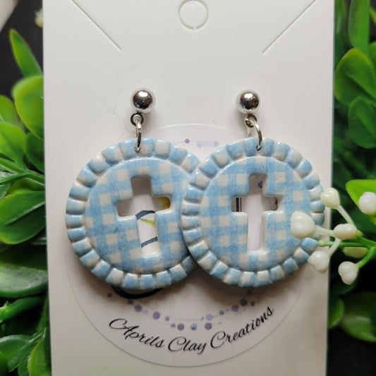 Circle Cross Polymer Clay Earrings #6