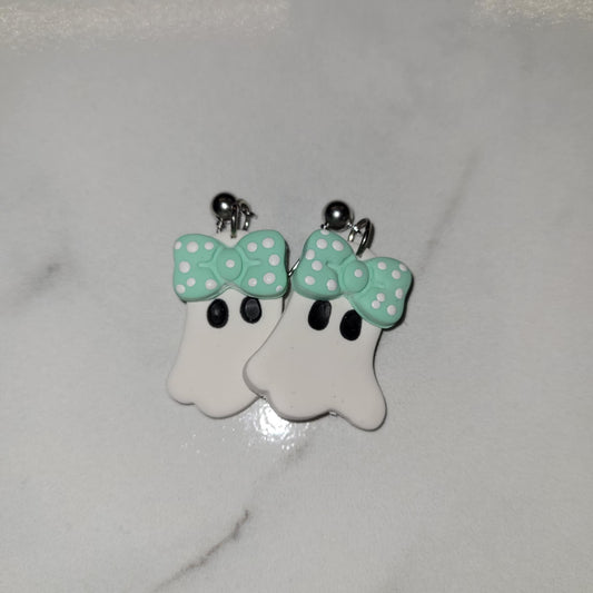 Teal Bow w/ polka dots
