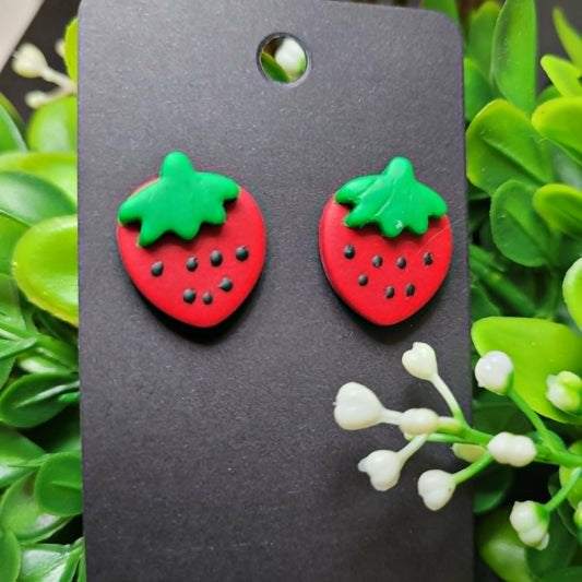Strawberry Polymer Clay Studs