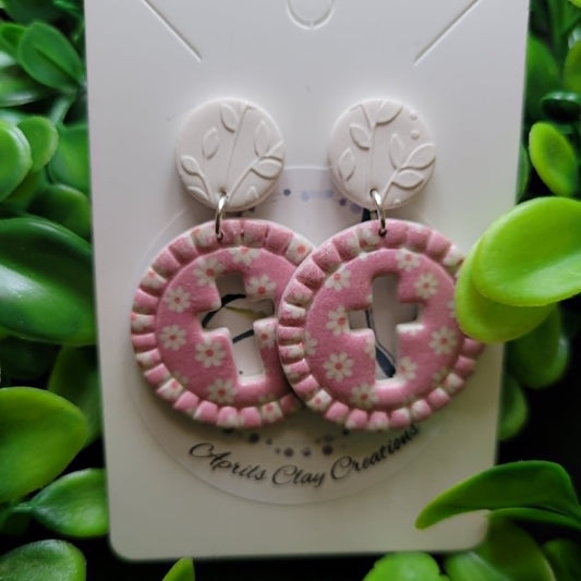 Circle Cross Polymer Clay Earrings #4