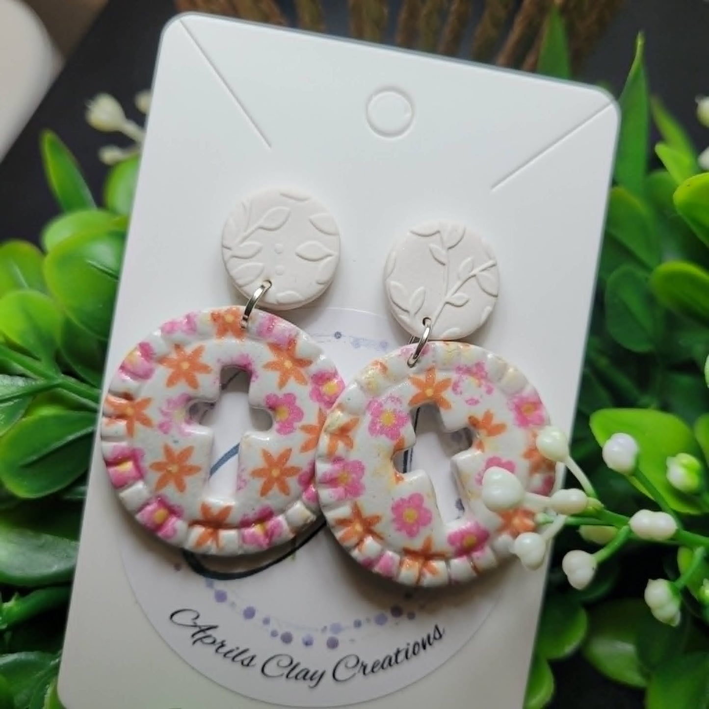 Circle Cross Polymer Clay Earrings #3