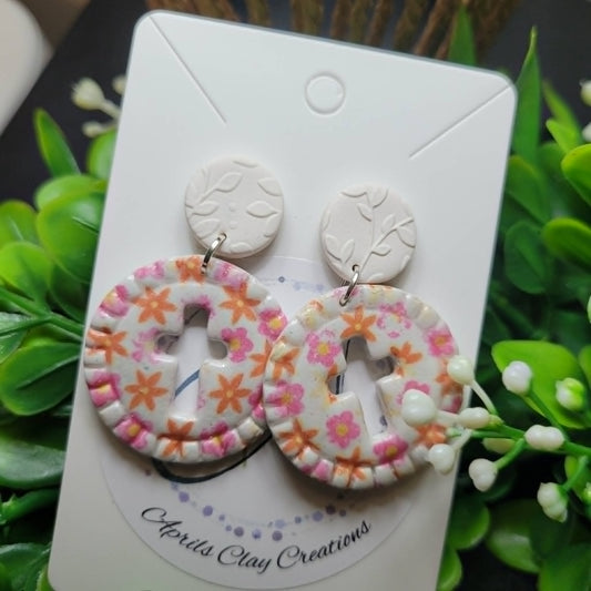 Circle Cross Polymer Clay Earrings #3