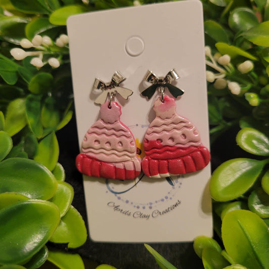 Winter Hat Polymer Earrings w/ silver bow stud