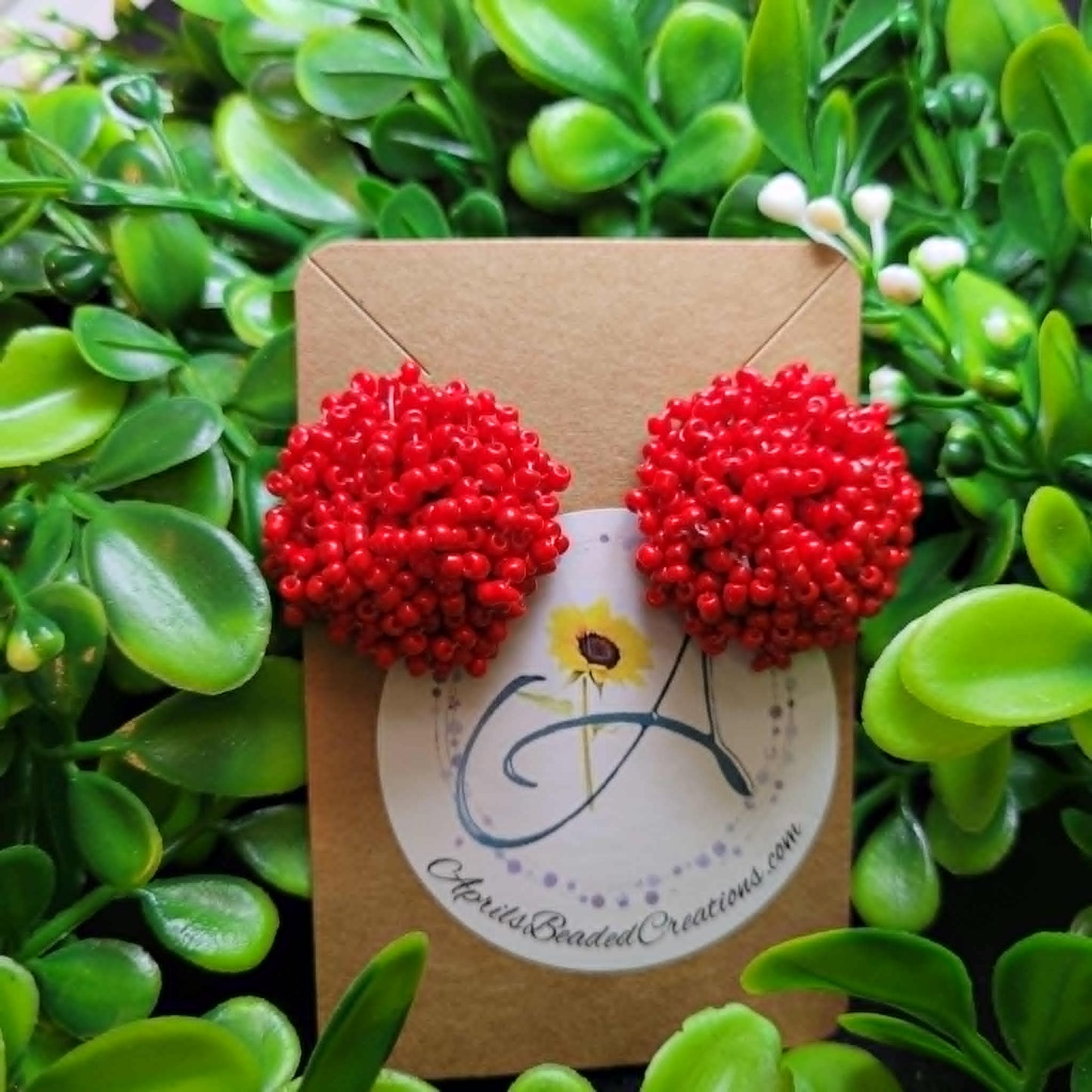 Seed Bead Red 25mm Earrings