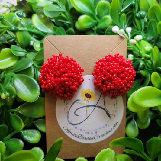 Seed Bead Red 25mm Earrings